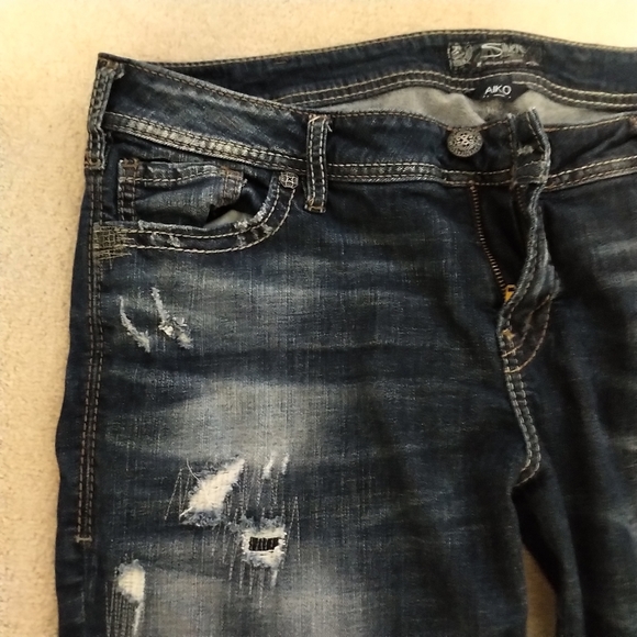 EUC Silver Aiko Mid Skinny Destructed Jeans Extra Tall 36Wx37L - Picture 7 of 16